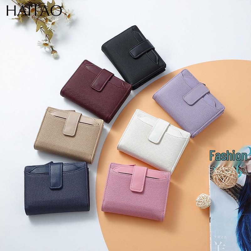 Women's High-End Short Bi-Fold Polyester Wallet with Zipper