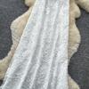 Summer White Lace Halter-Neck Dress for Women Sexy Sleeveless Floral Embroidered A-Line Maxi Dress
