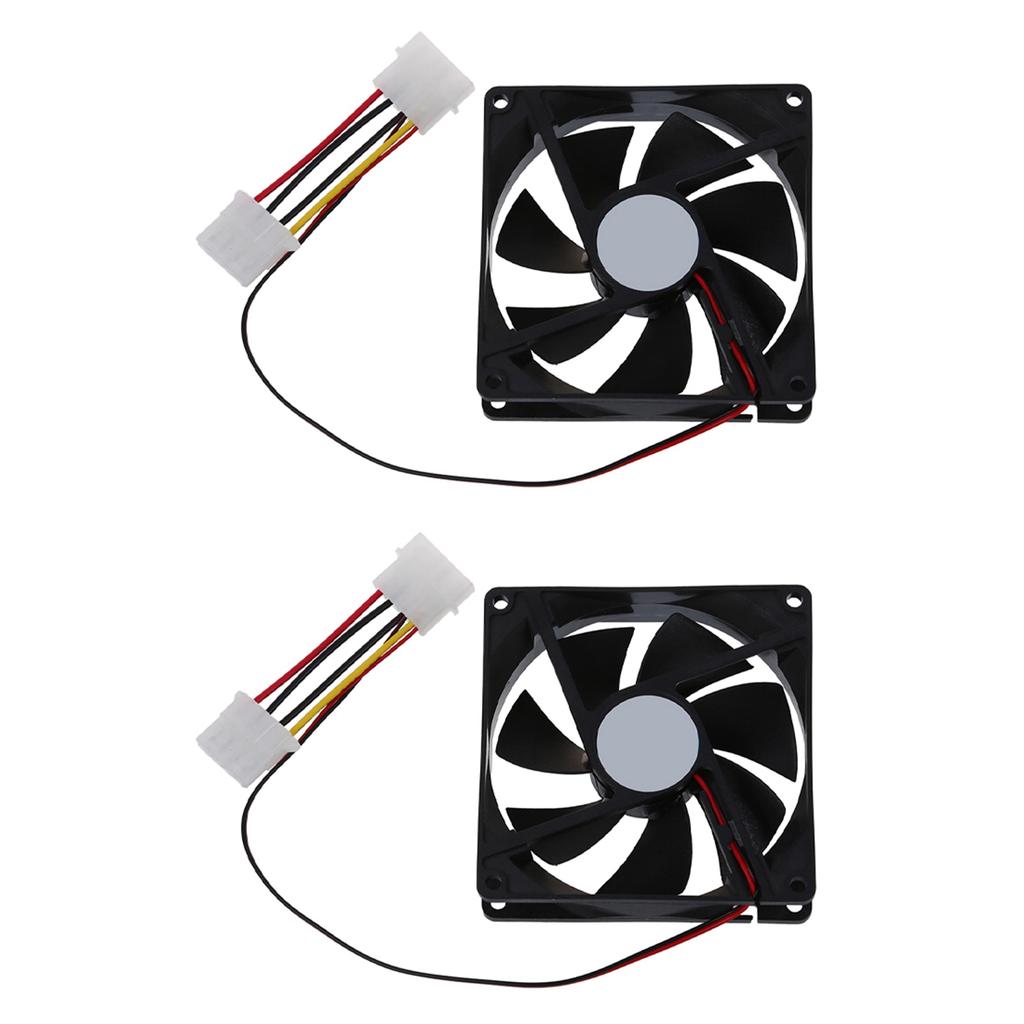 BAAM-2X DC 12V 4 Pin Black Plastic PC Cooling Fan 90Mm X 90Mm X 25Mm