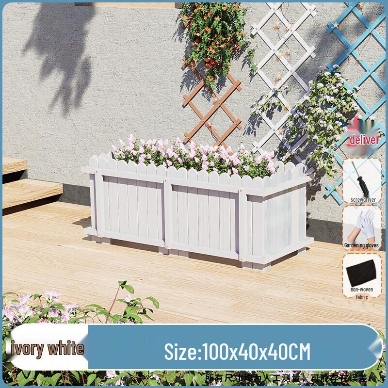 Outdoor Carbonized Solid Wood Planter Box