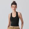 Women's Shockproof Racerback Sports Bra - Antibacterial, Wide Strap, Backless Design for Running & Yoga