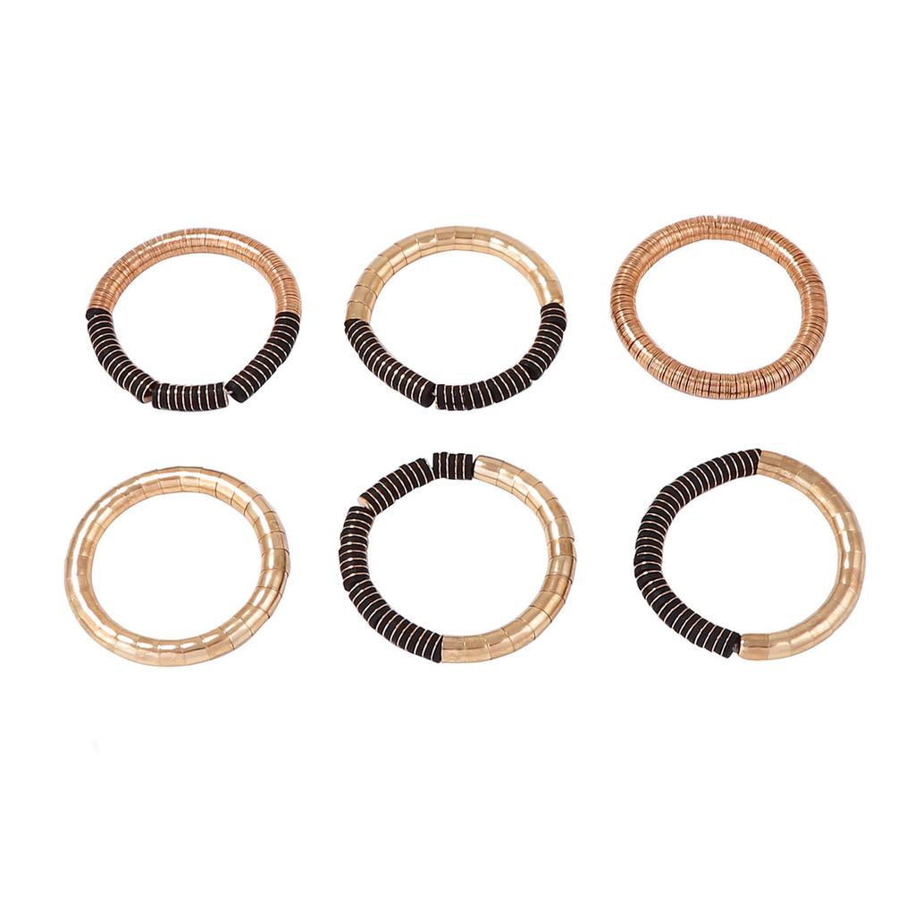 Hip-hop punk style metal and wood alternating splicing tubular multi-layer light luxury high-end design bracelet female