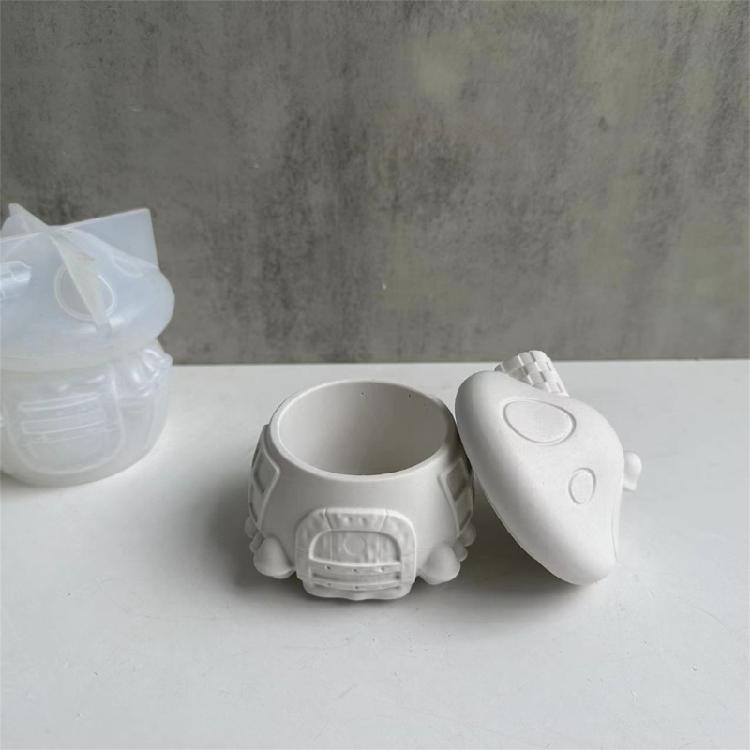 Mushroom House Resin Jar Silicone Molds with Lid Silicone Candle Holder Molds for Jewelry Box Storage Jar Decoration