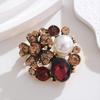 Crystal Flower Crown Brooch, Vintage Women's Floral Brooch
