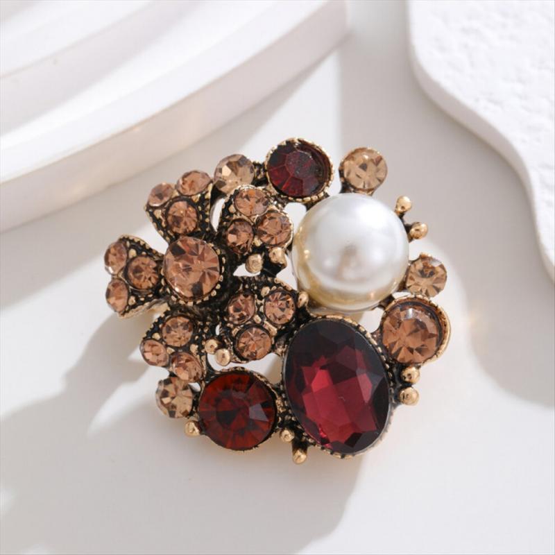 Crystal Flower Crown Brooch, Vintage Women's Floral Brooch