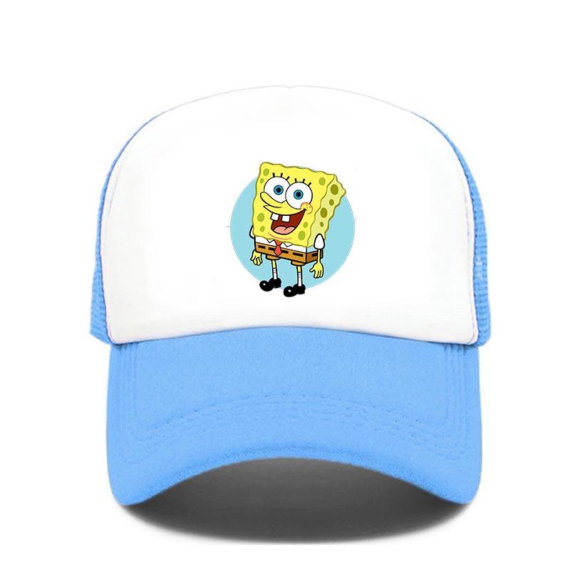 Fashion Cute SpongeBobs Print Baseball Cap Cartoon Men Women Summer Sun Mesh Hat Anime Adjustbale Sunshade Golf Cap Trucker Hat