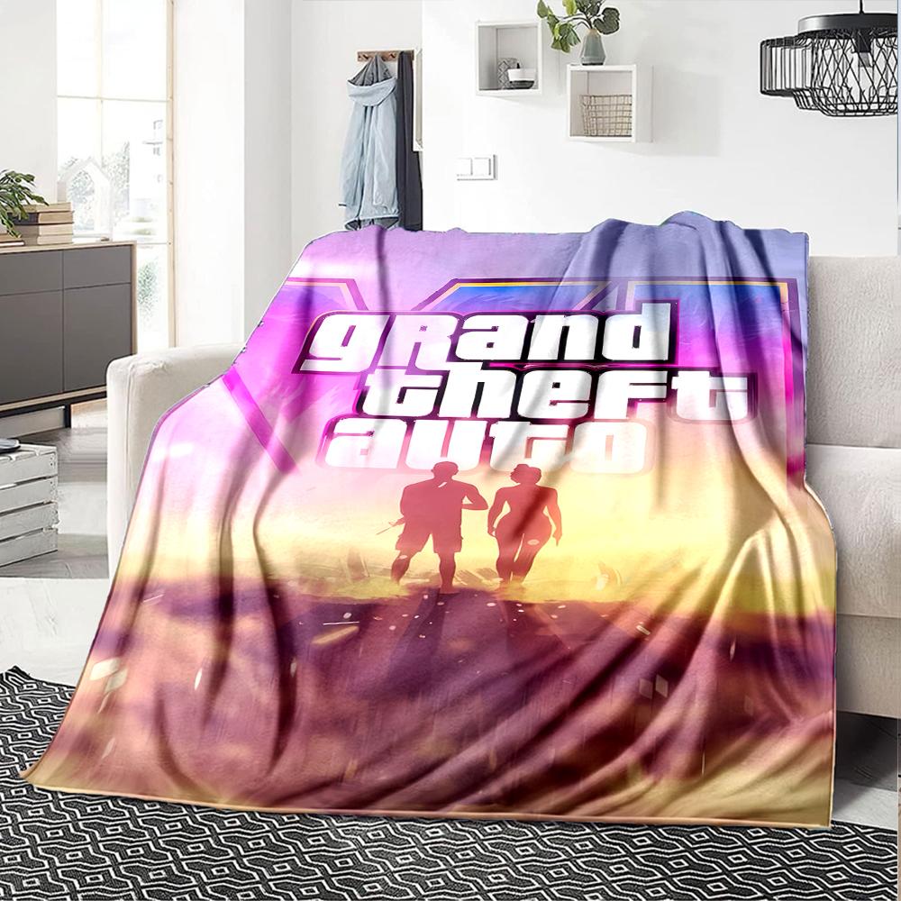 1 Stück Decke - Spiel Grand Theft Auto Aufdruckdesign,Leichte Decke für Sofa,Bett - Weich & Warm,Geschenk für Alle Jahreszeiten