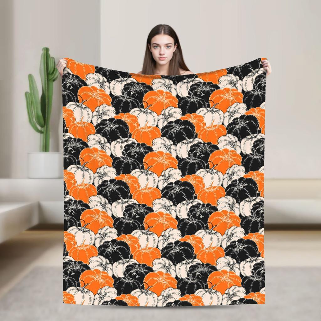 Neon Gradient Ghost Halloween Seamless Pattern Dark Purple Blanket Winter  Comfortable Throw Blanket Adults Bedspread Bed Cover