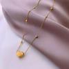 High-End Titanium Steel Colorfast Heart Necklace - Women's Versatile Clavicle Chain with Peach Heart Pendant