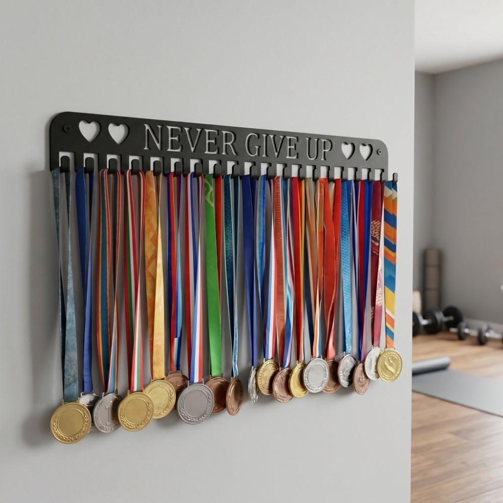 Organizer Large Capacity Medal Display Rack Sturdy Wall Mounted Award Hanger Holder Black Iron Award Medal Hanger Award Holder