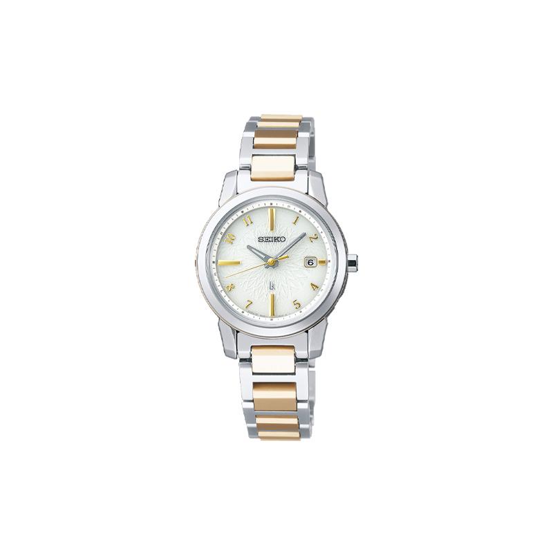 SEIKO Lukia Luxury Eco-Drive Solar Quartz Titanium Strap Women s Watch White Dial SSQV082 синий