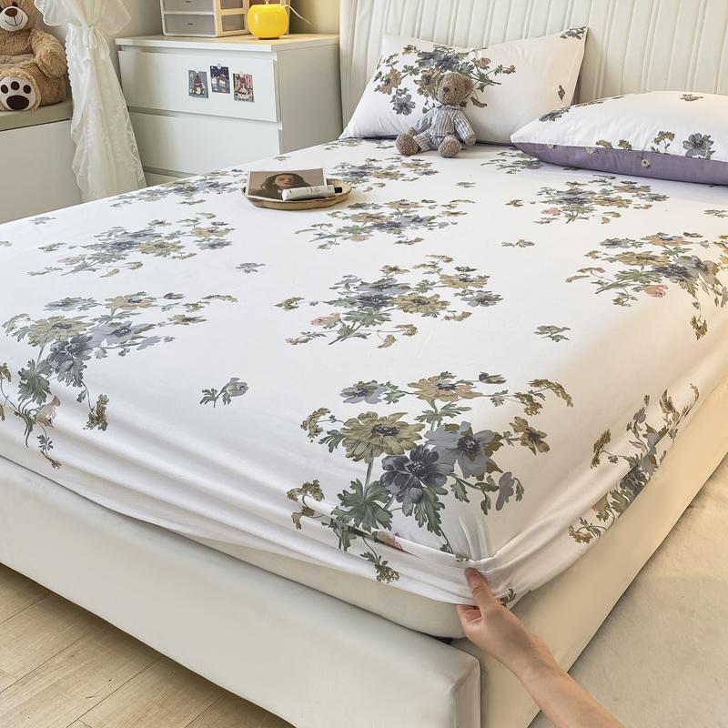 Small Fresh Floral Pattern,100% Cotton,Fitted Sheet With Deep Pocket 160x200,No Pillowcase,Soft Breathable,133x72 Fabric