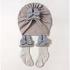 New children's hat set, cute solid color bunny baby stockings, soft hat sock cover