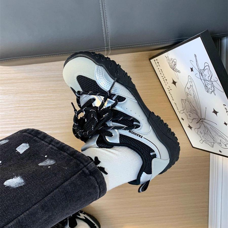 Trendy Cool Straps Black Dad Shoes for Women 2025 Autumn New Outdoor Mesh Breathable Casual Sports Shoes for Women