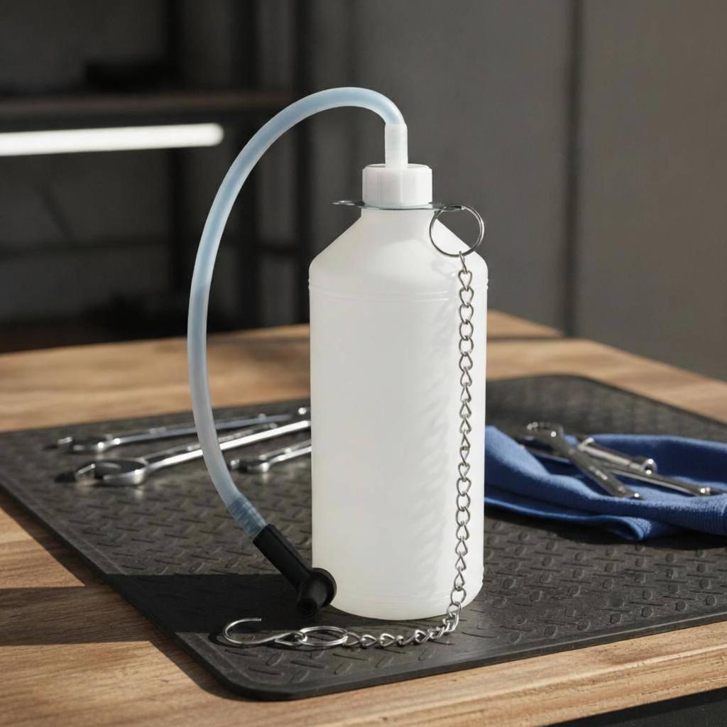 Fluid Collection Bottle with Silicone Tube Translucent Brake Bleeder Hose Mess Tool for