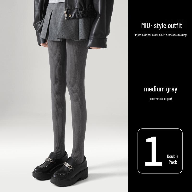 

Женские серые леггинсы в вертикальную полоску, стройнящие, для весны и осени Standard One Size