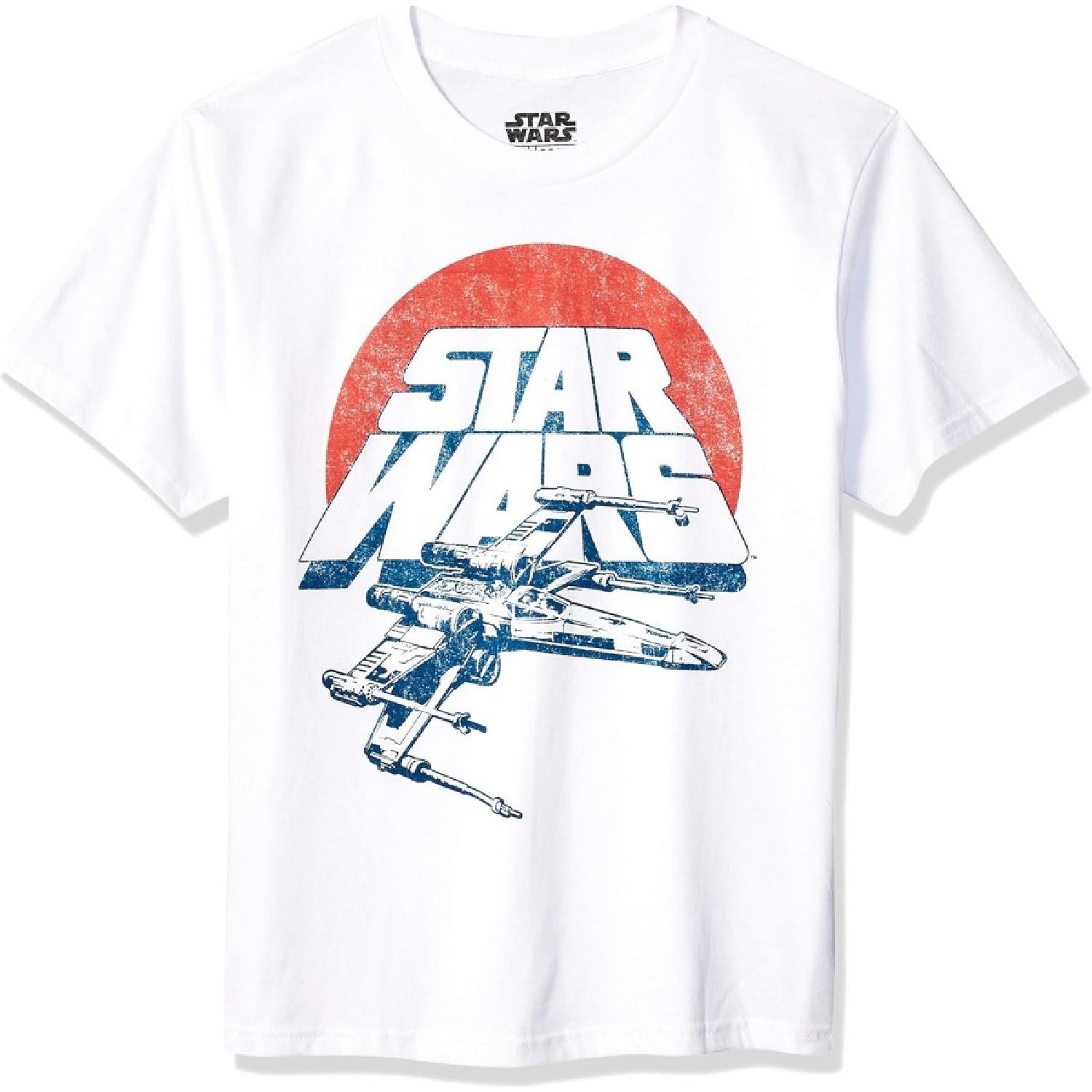 Классический логотип Star Wars в винтажном стиле, футболка для мальчика с X-wing S белый