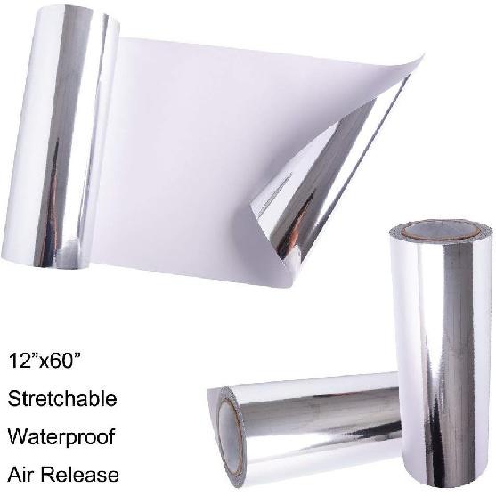 VINYL FROG Car Wrap Vinyl 12 Inches X 60 Inches Chrome Mirror Silver Self Adhesive Film DIY Decals Roll Air Release Technology