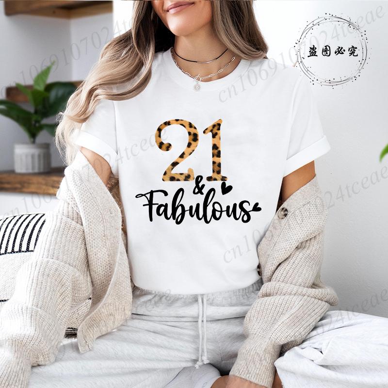 It's My 21th Birthday Leopard Birthday Vintage Graphic TShirt Unisexs Short Sleeve Crew Neck Casual with Retro Aesthetic Clothes