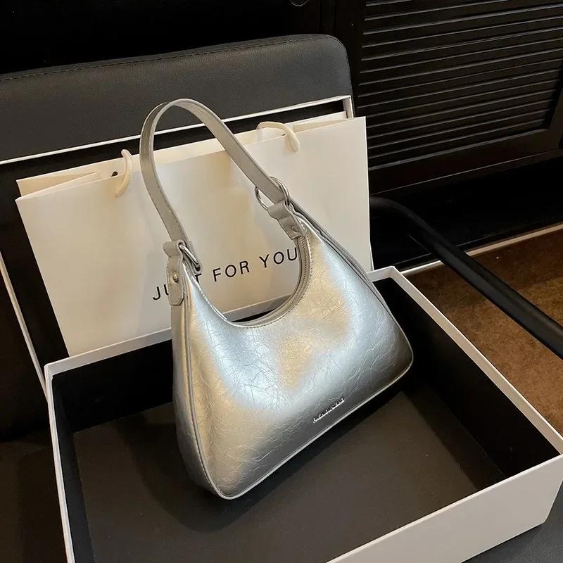 French Style Armpit Bag for Women  New High-end Versatile Designer Shoulder Bags Retro Waxed Oil Leather Bag