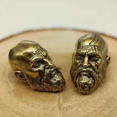 Perline di coltello in ottone per guerriero spartano con barba lunga EDC fai da te all'aperto Paracord Cordino intrecciato Portachiavi Ciondoli Braccialetto Ciondoli Accessorio per gioielli