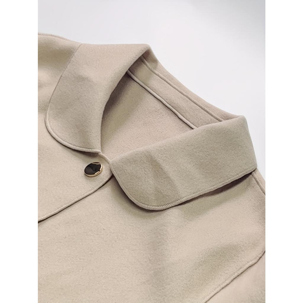 Móda Jednoduchý Dámský Klopový Jednořadý, Vysoce Kvalitní Krátký Kabát Líný Volný Čistá Barva Dlouhý Rukáv, Retro Temperament Volný