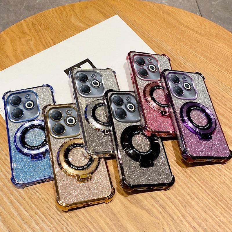 Luxury Shockproof Magnetic Bracket for Magsafe Clear Case for Funda Tecno Spark 20 Pro Spark20 20Pro 20C With Holder Stand Cover