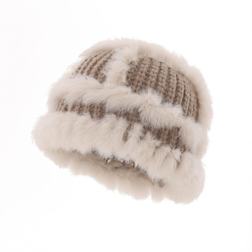 Plush Bucket Hat Cute Female Hats Portable Winter Knitted Hat Autumn/Winter