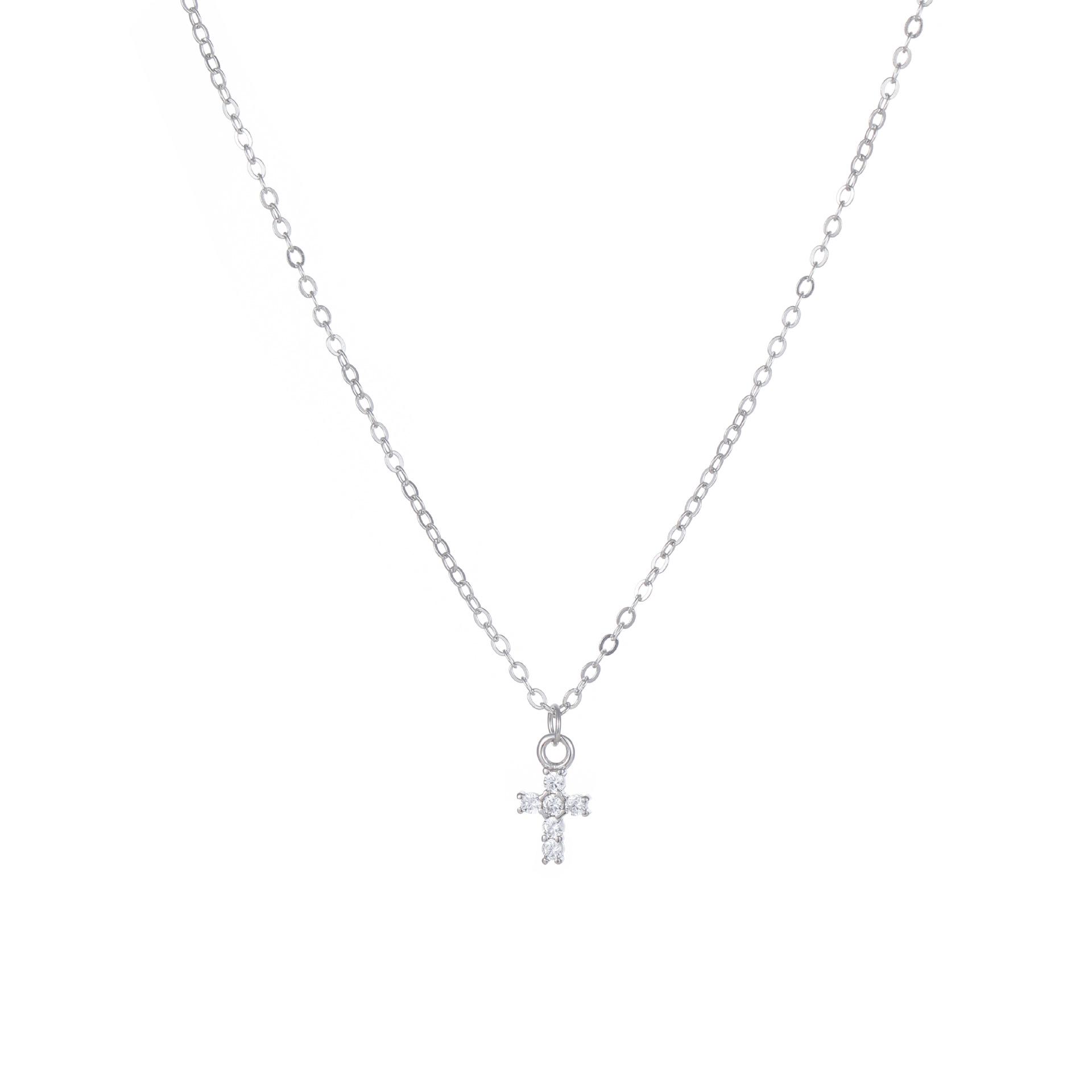 

Exquisite 925 Sterling Silver Mini Cross Zircon Necklace for Women - Niche Luxury Clavicle Chain Design 925 Silver