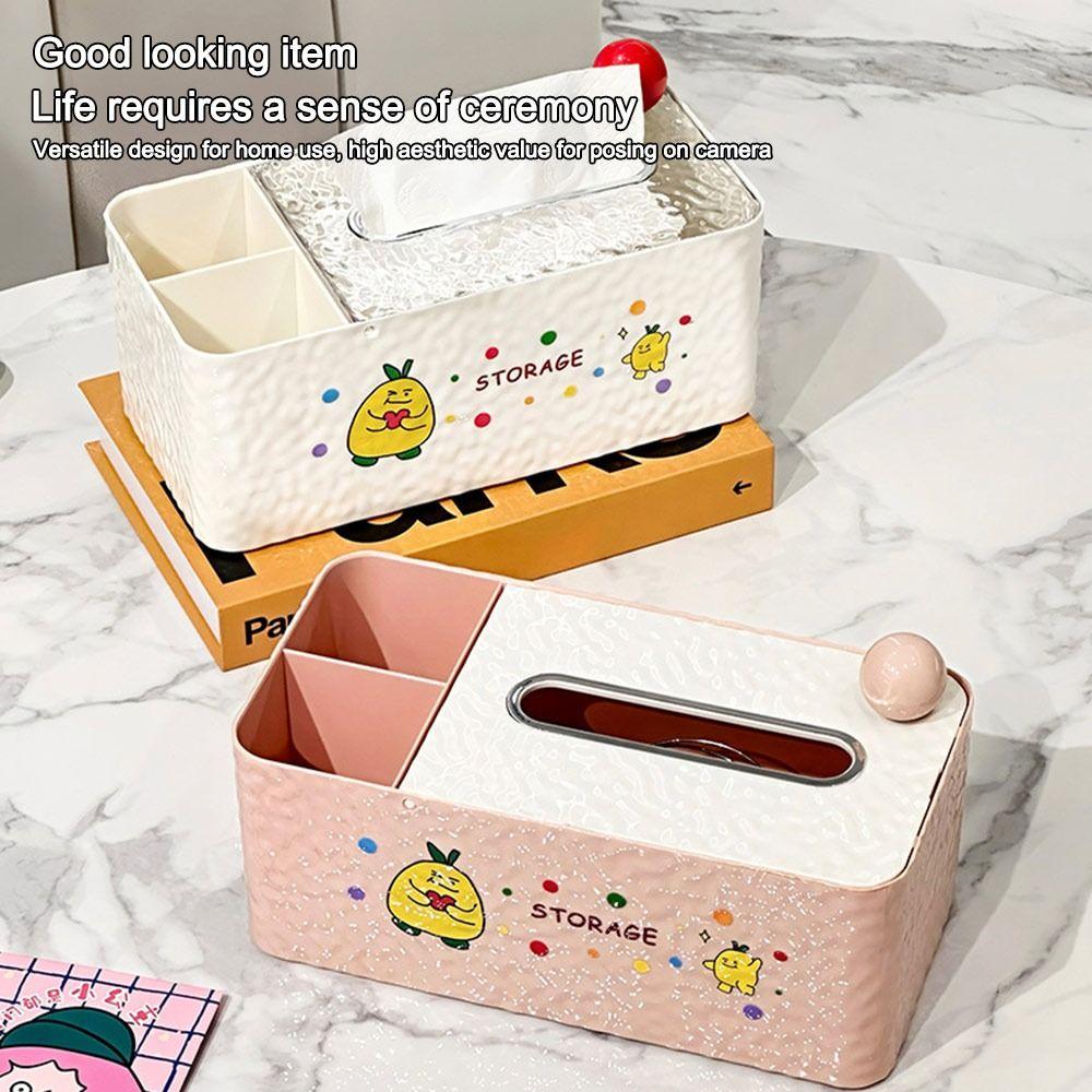 Multifunctional Tissue Box Cartoon Desktop Storage Box Cute Tissue Holder Home Office