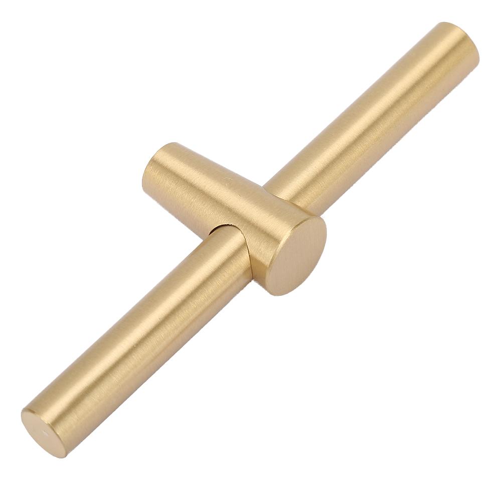 Brass Cabinet Handle Brushed Kitchen Cupboard T Bar Pull Handle Wardrobe Door Knob