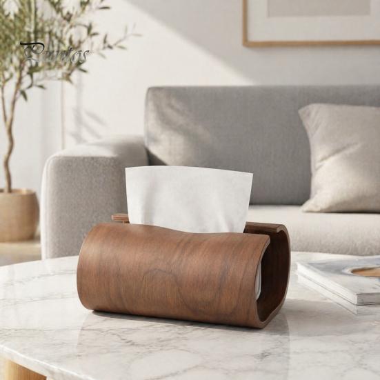 Practical Napkin Holder for Living Room Tissue Box Holder, Natural Wood Storage Organizer, Decorative Rectangular Desktop Case Office Desk Dispenser,