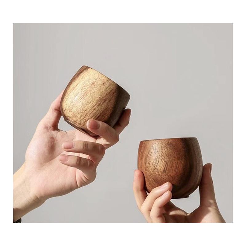 100 ml Dřevěný šálek s velkým břichem Kreativní vzor Dřevěné masivní dřevěné ručně vyřezávané šálky na čaj proti opaření Jednoduché voňavé originální nádobí