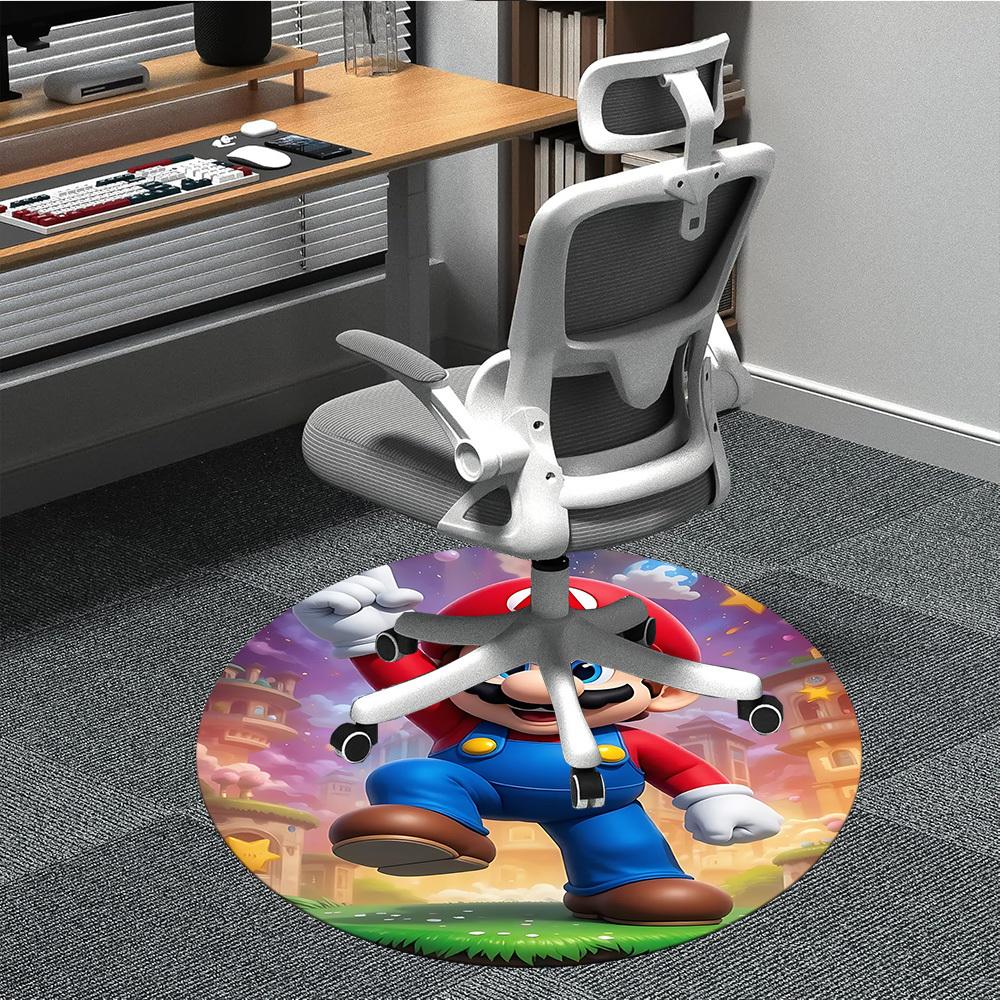 

1pc Mario Adventure Office Round Area Rug, Under Office Chairs Bedroom Living Room Home Decor a1016254 80cm by 80cm