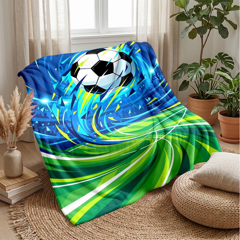 Soccer Ball in Motion 2 Theme blanket Lightweight Warm Flannel Blanket Decorative Throw Blanket for Home Decoration