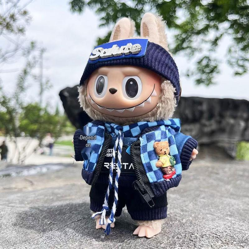 17cm Labubu Doll Clothes: Ice Cream Overalls - Cute Pendant Blind Box