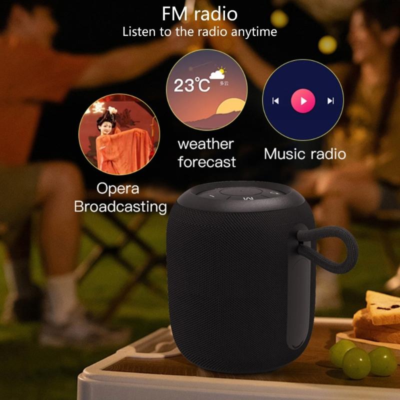 Outdoor Portable Bluetooth-compatible Speaker Waterproof Wireless Speaker with Powerful Bass Lights for Camping Travel Hiking