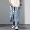 Spring, Summer and Autumn New Tooling Wide-leg Retro Splicing Loose Straight Jeans Men's Trendy MEN JEANS