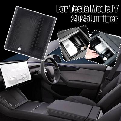 Für Tesla Model 3 Y Juniper Highland 2025 ABS Mittelkonsolen-Organizer-Ablage Armlehnen-Aufbewahrungsbox Zubehör
