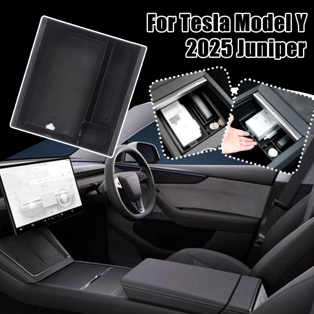 For Tesla Model 3 Y Juniper Highland 2025 ABS Center Console Organizer Tray Armrest Storage Box Accessories