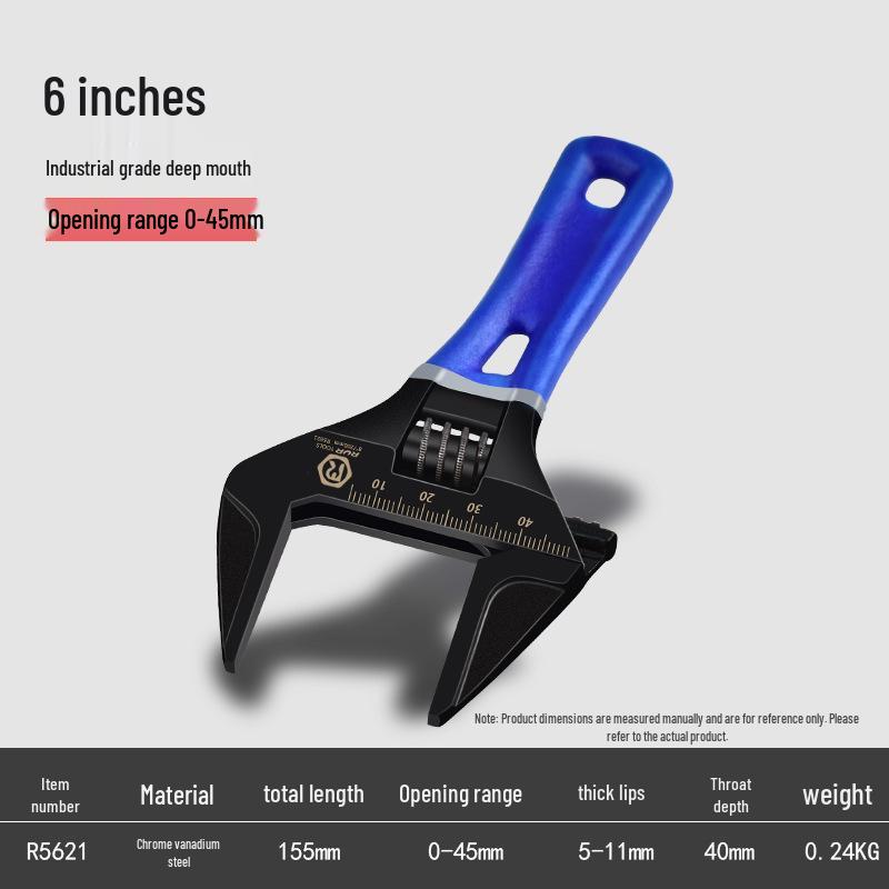 Short Handle Large Opening Adjustable Multifunctional Wrench for Bathroom