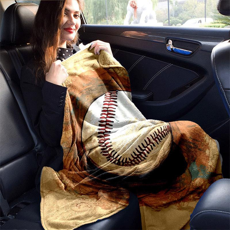 1pc Baseball Printing Lightweight Flannel Blanket, Comfortable and Warm Blanket, for Camping Sofa Bed and Couch Office, in All Seasons