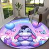 1pc Office Carpet, Ariel Little Mermaid Blue Moonlight Ocean Floral Chair Rug, Living Room Printed Round Rug, Home Chair Floor Mat