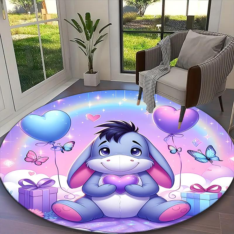 1pc Office Carpet, Ariel Little Mermaid Blue Moonlight Ocean Floral Chair Rug, Living Room Printed Round Rug, Home Chair Floor Mat