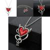 Heart Shaped Alloy Necklace With Red Oil Drop Pendant For Halloween Cosplay And Casual Wear