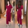 Women's Summer Commuter Set Solid Color Thin Short Sleeve Top+Pants Casual Two Piece Set