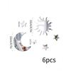 6pcs Star & Moon Combination Mirror Wall Sticker for Bedroom and Living Room - Ramadan Kareem, Holiday, Birthday Party Supplies,