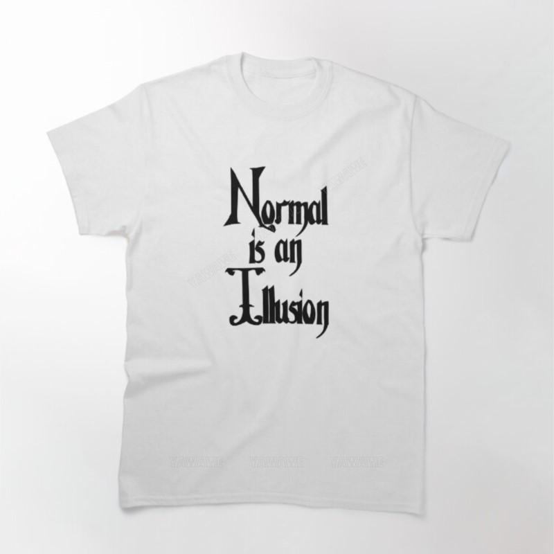 Cotton teeshirt man fashion t shirts Normal is an Illusion The Addams Family Printed T Shirt male short sleeve casual tops S