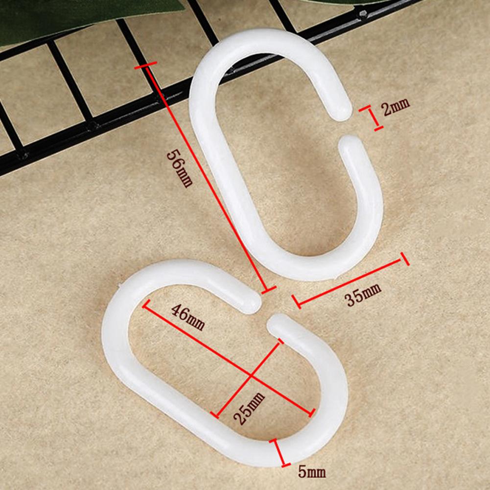 Bathroom Hooks Shower Rings Strong Pole White 12pcs Accessories C-Shaped Curtain Guide Privacy Rail Replacement