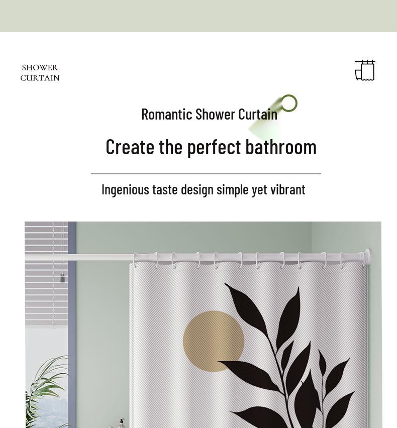 High-End Minimalist Floral Shower Curtain Set: Lazy-Style, Thickened, Waterproof, Mildew & Wrinkle Resistant.